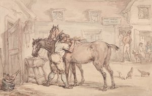 A Livery Stable by Thomas Rowlandson